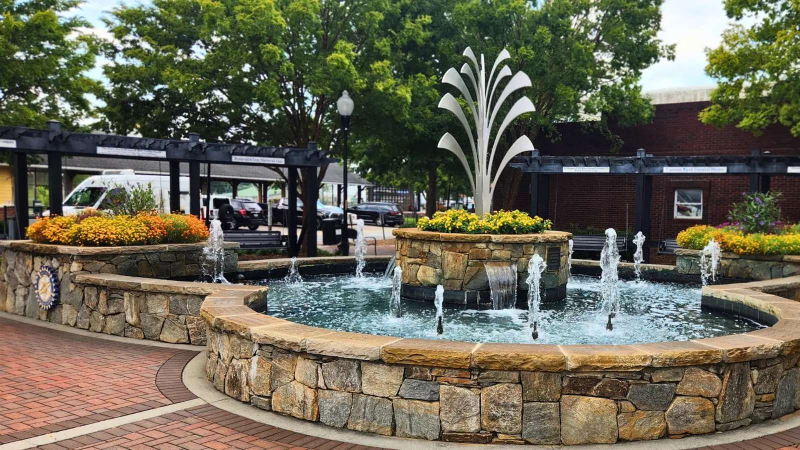 downtown hardscape with fountain
