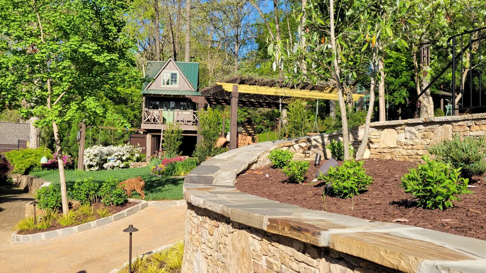 hardscape with plantings