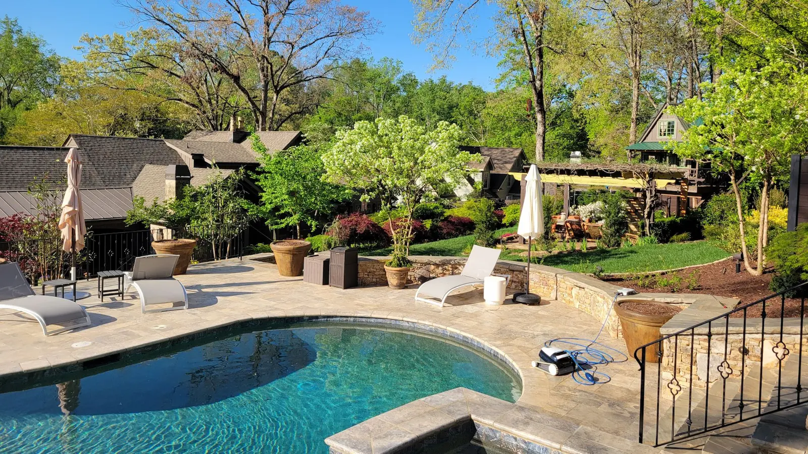 landscaped yard with pool
